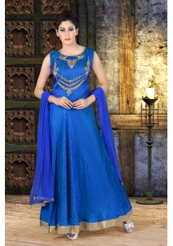 Blue color with work new Designer Anarkali suit